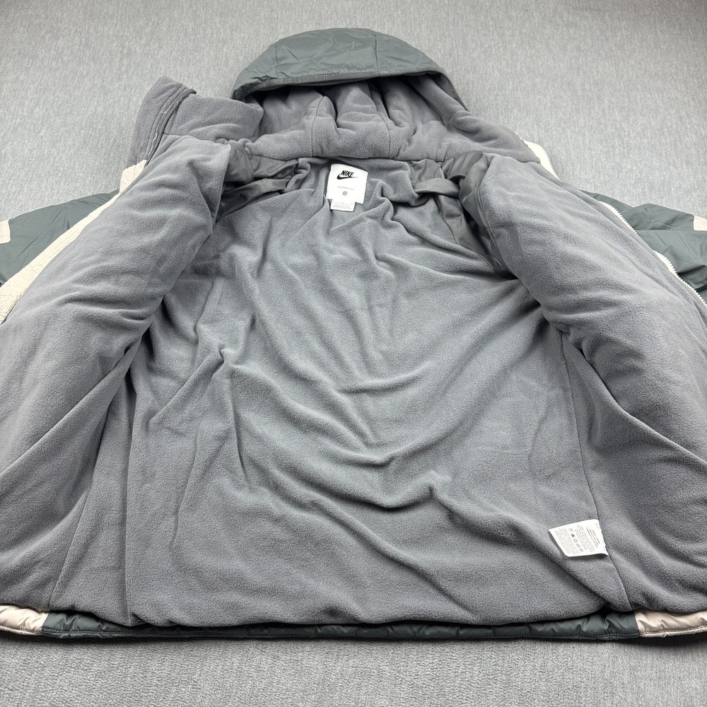 Nike Jacket Men Large Cream Gray Therma Fit Legacy Hooded Fleece Lined Full Zip - Picture 7 of 14